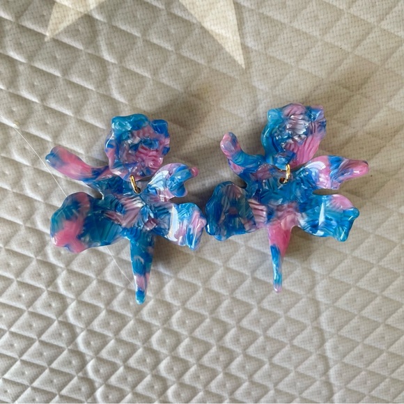 Lele Sadoughi COTTON CANDY SMALL PAPER LILY Drop Earrings New - Picture 7 of 10